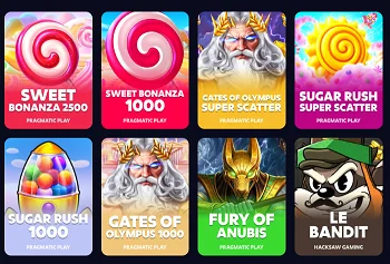 Screenshot der Roobet Slot-Lobby mit Vorschaubildern verschiedener Spielautomaten